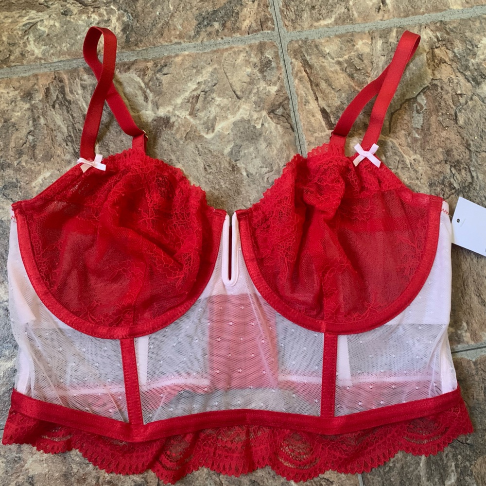Red and white cute bra lingerie style